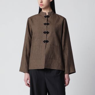 R&oacute;he Brown m&eacute;lange linen jacket with pankou closure