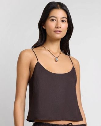 Onia Air Linen Cami Top in Espresso at Nordstrom, Size X-Small