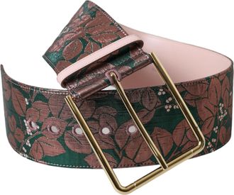 Dolce & Gabbana Multicolor Bloem Jacquard Lurex Gouden Gesp Riem