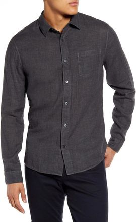 Vince Double Face Shirt Mens Heather Black Long Sleeve Button-Up RED744