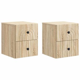 vidaXL Mesita De Noche De Pared 2 Pcs Roble Sonoma 33 X 34,5 X 40 Cm Vidaxl