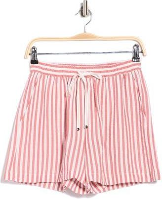Max Studio Stripe Drawstring Waist Shorts in Red/White Stripe at Nordstrom Rack, Size X-Small