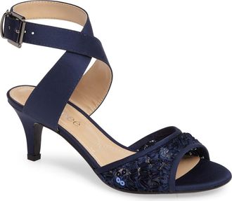 J. Reneé Soncino Strappy Sandal in Navy Satin at Nordstrom, Size 8.5