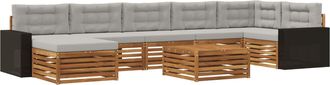 vidaXL Conjunto De Sof&aacute;s De Exterior 8 Uds. Natural Y Gris Claro Vidaxl