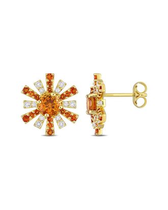Rina Limor 18K Over Silver 1.62 Ct. Tw. Gemstone Starburst Earrings