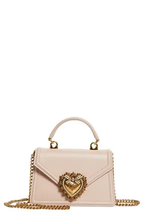 Dolce & Gabbana Mini Devotion Leather Top Handle Bag in Powder Pink at Nordstrom