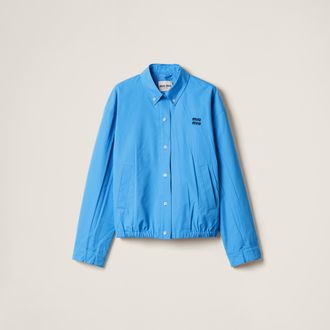 Miu Miu Poplin Blouson Jacket, Woman, Periwinkle Blue, Size 36