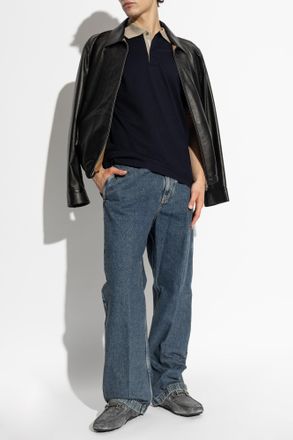 Ferragamo Cotton Polo, Mens, Navy Blue