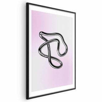OEM P&oacute;ster - Intrincaciones Plateadas - Una Figura Met&aacute;lica Fluida Sobre Un Fondo Degradado