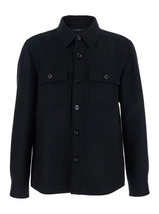 Tom Ford Black Jacket With Flap Pockets On The Chest In Wool Man