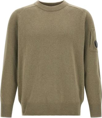 C.P. Company C.p. Company - Lambswool Lens Crewneck Sweater - Heren - Truien - Groen - Maat: L Wol