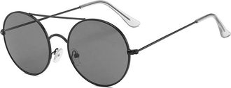 Generic Metal Round Frame Womens Sunglasses Outdoor Driving Mens Commuter Sun Glasses(Black)