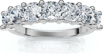 Pompeii3 1 3/8Ct Cushion Cut Seven Stone Wedding Ring 14k Gold Lab Grown
