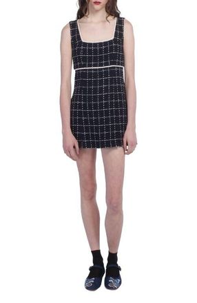 Anna Sui Windowpane Tweed Mini Dress in Denim Multi at Nordstrom, Size 6