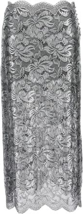 Paco Rabanne Intricate Silver Lacquered Lace Maxi Skirt