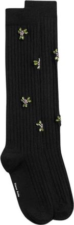 Simone Rocha Calze al ginocchio in lana merino e seta con rosellina di nastro - - Underwear - Donna - Nero - ONE SIZE