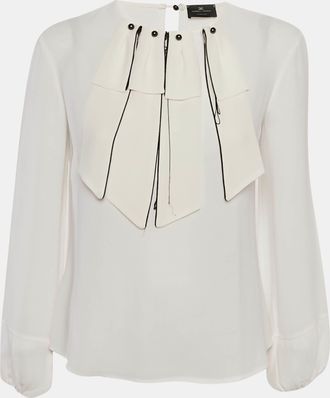 Elisabetta Franchi White Crepe Trim Detail Top