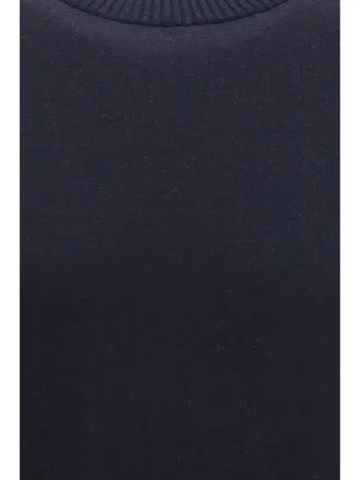 Loro Piana Mens Crew Neck Sweatshirt Whitney Navy Blue Cotton Sweatshirts Sweater