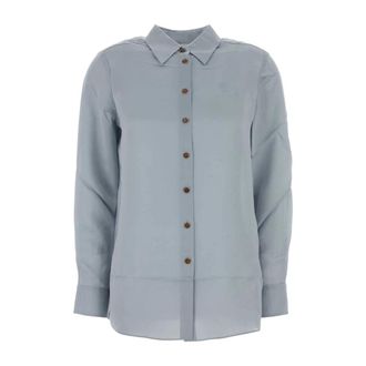 Zimmermann Luna Satin Shirt - female - Zimmermann - Shirts - Blue - XS - Blouses & Shirts