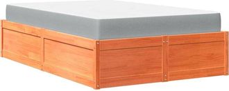 vidaXL Vidaxl - Cama Con Colch&oacute;n Madera Maciza De Pino Marr&oacute;n Cera 140x190 Cm