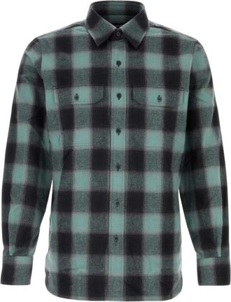 Tom Ford Overhemden, Heren, Groen, 2Xl, Katoen, Gekamd Ruit Militair Fit Overhemd