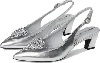 Anne Klein Inviting INVI01F9 Pump Womens Silver Leather Slingback HTAT1799