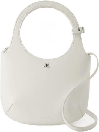 Courr&egrave;ges Womens Holy Crossbody Bag White Calfskin