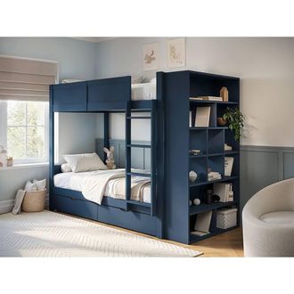 Flair Ruby Wooden Bunk Bed with Storage in Blue | Size: Single