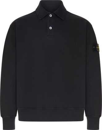 Stone Island COTTON POLO-STYLE SWEATSHIRT WITH STONE ISLAND BADGE - Stone Island - Man