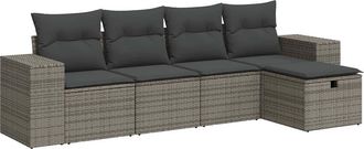 vidaXL Vidaxl - Set Divano Da Giardino 5 Pz Con Cuscini Grigio In Polyrattan