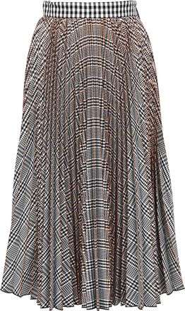 Msgm Plaid Print Midi Skirt in Multicolor Polyester