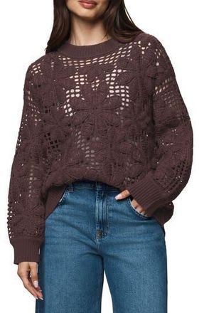 Splendid Magnolia Floral Open Stitch Sweater in Washed Plum at Nordstrom Rack, Size Large