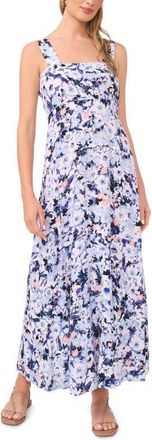 Vince Camuto Print Smocked Back Maxi Dress in Blue Shadow at Nordstrom, Size X-Small