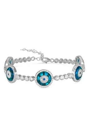 Sphera Milano Evil Eye Station Tennis Bracelet in Silver at Nordstrom Rack