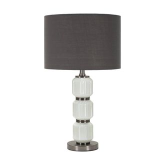 Dmora L&aacute;mpara De Mesa Presolana, Luz De Escritorio, Luz De Oficina, L&aacute;mpara De Trabajo, 33x33 H57 Cm, Blanco Y Gris - Dmora