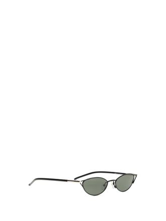 Alexander McQueen Womens Slim Cat-Eye Sunglasses With T-Bar Black-Smoke Metal Black/smoke