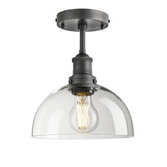 Industville Brooklyn Glass Dome Flush Mount - 8 Inch - Clear in Grey | Size: 8 inches