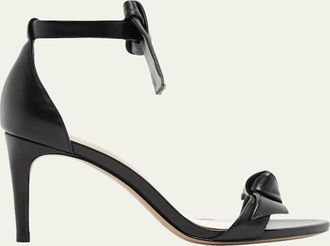 Alexandre Birman 75mm Clarita Leather Bow Ankle-Strap Sandals