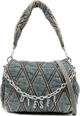 Diesel Charm-D-small Shoulder Bag In Quilted Denim