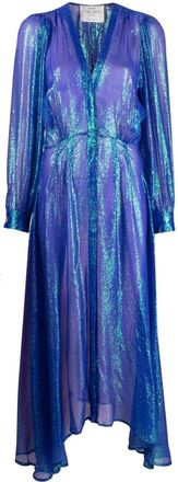 Forte_Forte metallic patterned-jacquard midi dress - women - Silk/Metallic Fibre - 0 - Blue