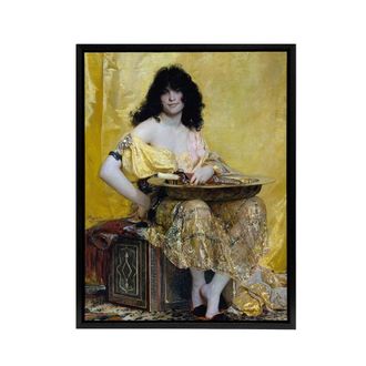 Artery8 Henri Regnault Biblical Figure Salome Framed Canvas Wall Art Print in Yellow | Size: W24 x H32