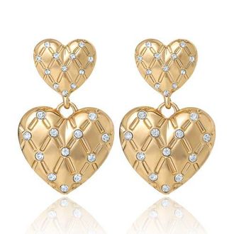 Juicy Couture Double Heart Drop Earrings in Gold Tone at Nordstrom