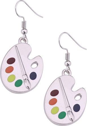 Generic Trendy Enamel Artist Paint Palette and Brush Pendant Drop Earrings Gifts Jewelry for Women & s Practical and Professional Multicolor