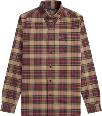 Fred Perry Tartan Shirt in Shaded Stone - Heren - Casual Overhemden - Veelkleurig - XL - Katoen - Overhemden