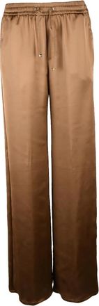 Herno Tuta in satin - Dames - Wijde Broeken - Bruin - S - Polyester - Broeken