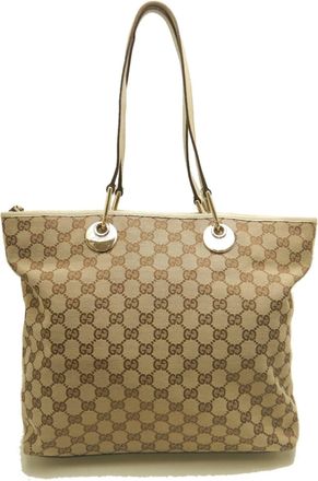 Gucci Gg Canvas Beige Gg Canvas Tote Bag (Pre-Owned)