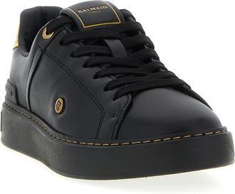 Balmain Womens Black Lamb Leather Low Top Sneakers