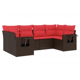 vidaXL Set Divani Da Giardino 6 Pz Con Cuscini Marrone In Polyrattan Vidaxl