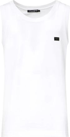 Dolce & Gabbana Witte Katoenen Jersey Top met Ronde Hals - Heren - Tops zonder mouwen - Wit - S - Katoen - Tops