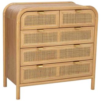 Wanderlust Deco C&oacute;moda De Madera Y Rat&aacute;n Marr&oacute;n 80x40x81h Cm